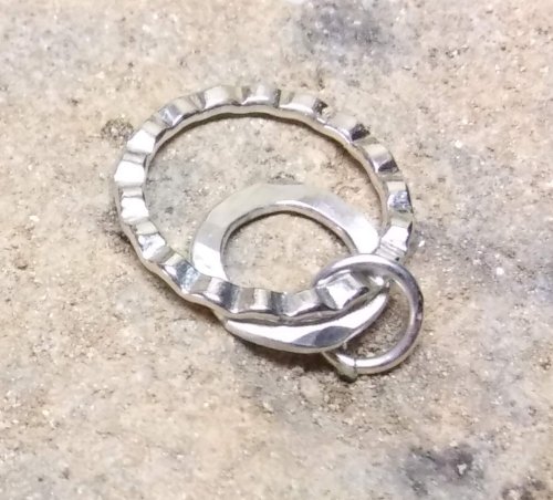 Judy Larson's Ripple Bracelet  - , Metalwork, Cutting, Cutting Tool, Cutters, Dapping, Dapping Jewelry, Filing, Finishing, Findings, Clasps, Components, Tumbling, Tumble, Tumbling Jewelry, Butane Torch, Soldering, Solder, Tools, I carved several different sized shallow depressions